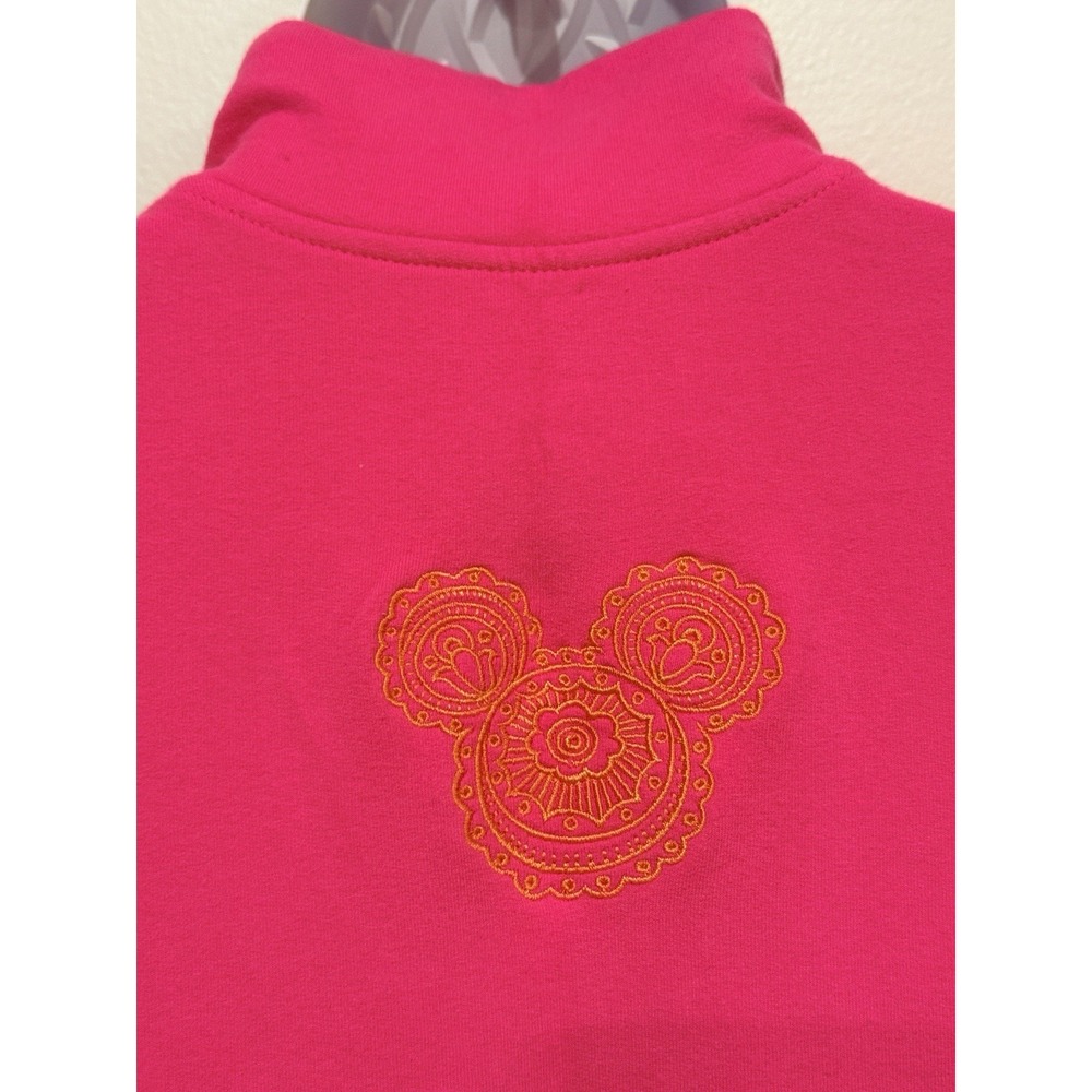 Y2K Disney Parks Women Jacket M Pink Paisley Embroidered Zip Boho Festival - Picture 9 of 11